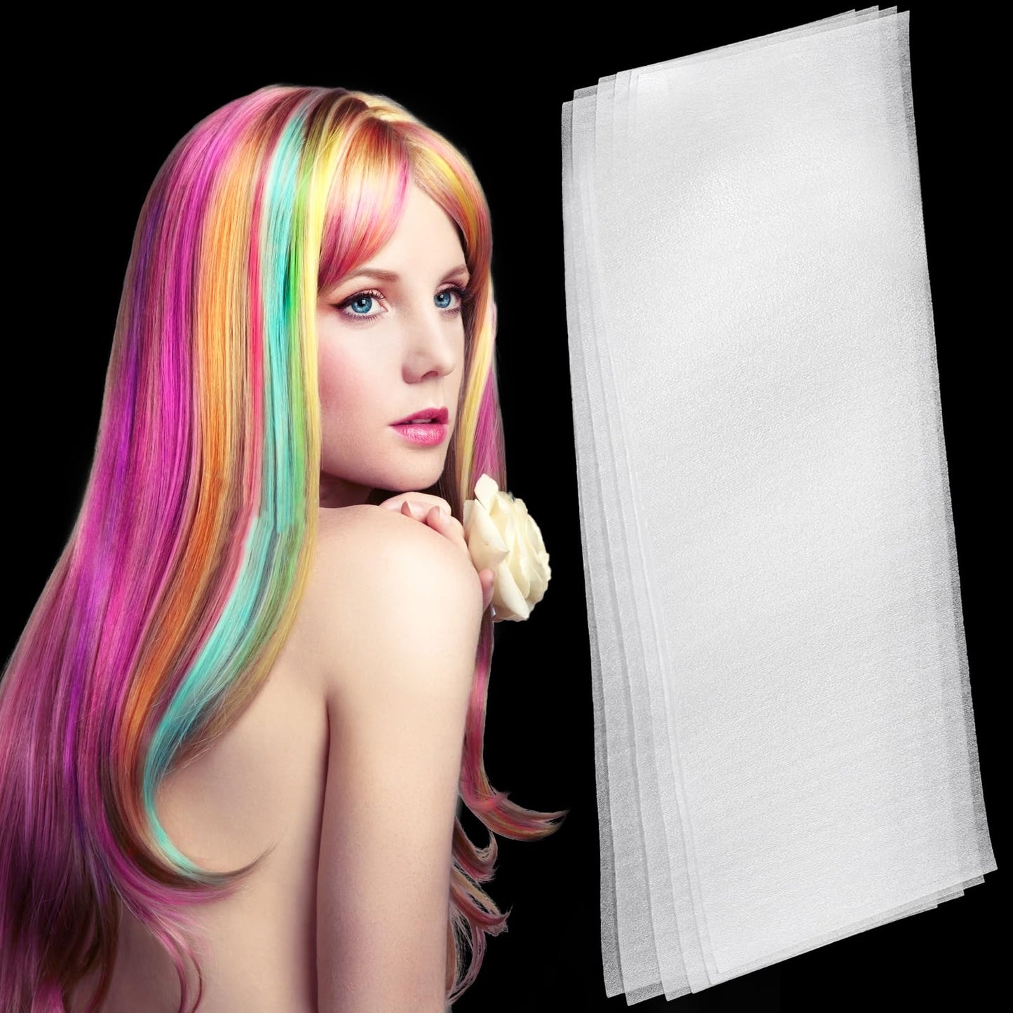 Yarlung 300 Pcs Hair Dye Paper Foam Hair Wraps, Professional Hair Dyeing Isolation Sheets, Hair Coloring Mesh Hair Highlighting Strips for Hair Styling Salon Barber