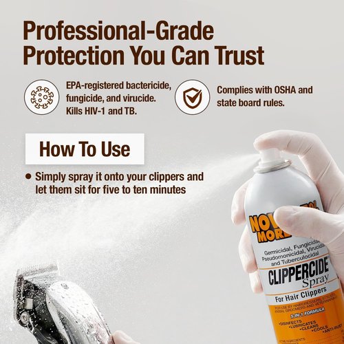 BARBICIDE Clippercide 5-in-1 Disinfectant Spray - 15oz | Cleans, Lubricates, Cools & Prevents Rust | Ideal for Barbers, Stylists & Pet Groomers