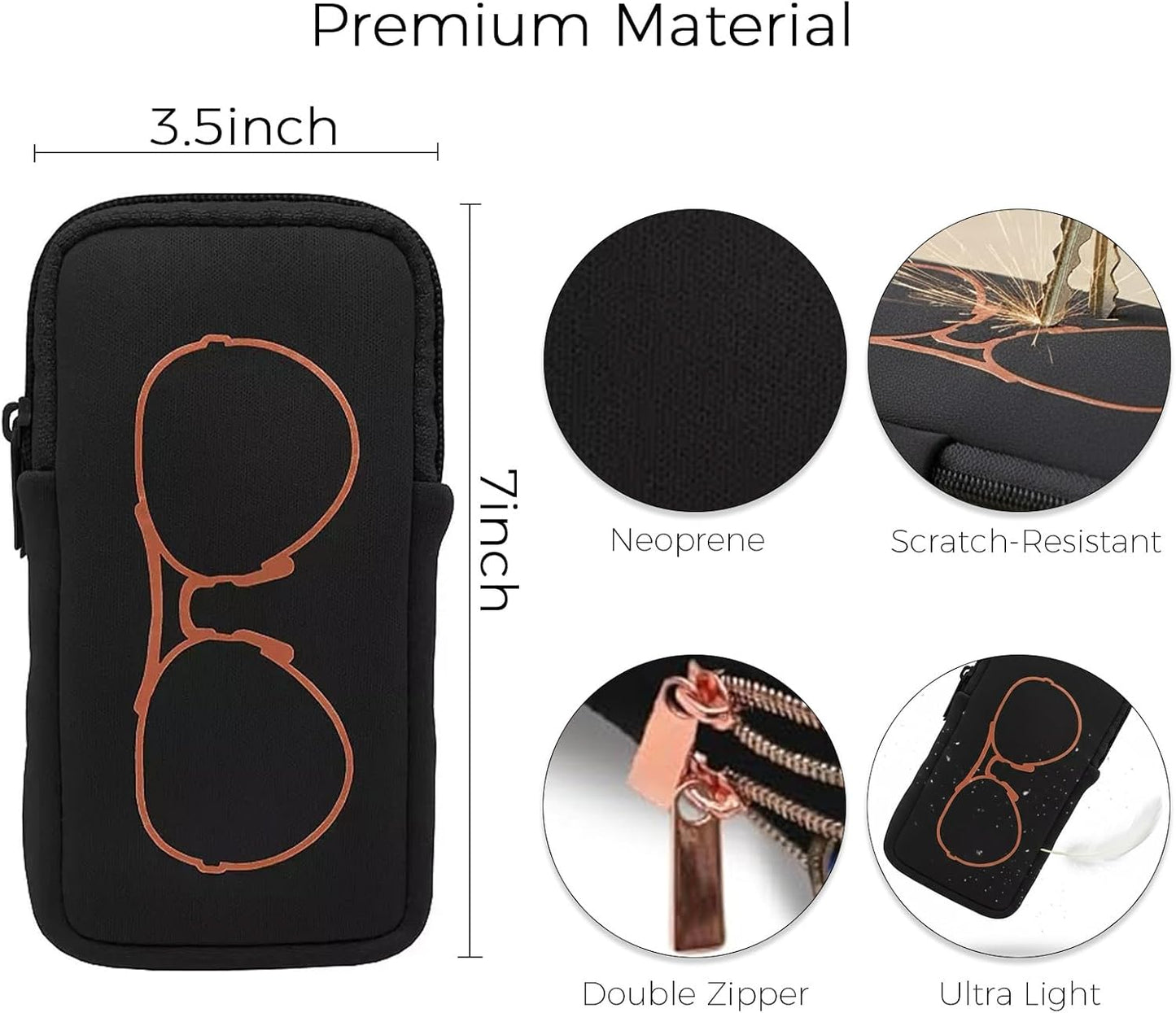 Skiennix Double Glasses Case - Neoprene Pouch for Eyeglasses & Sunglasses with Cleaning Cloth