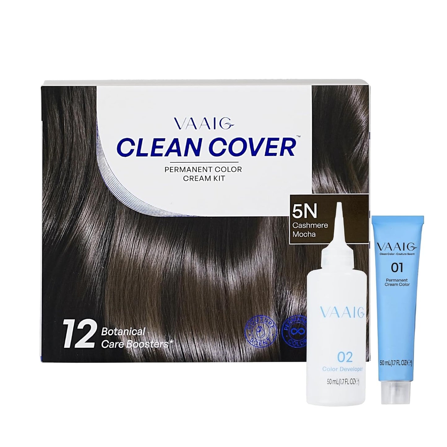 Skiennix Professional Hair Dye - 100% Gray Coverage | Hypoallergenic & Anti-Fading | At-Home Kit (5N Cashmere Mocha)