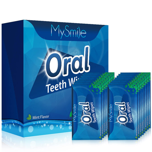 MySmile 100pcs Teeth Wipes Disposal Finger Brush Deep Cleaning Teeth Wipes Oral Brush Up Tooth Wipes for Teeth Cleaning, Mint Flavor