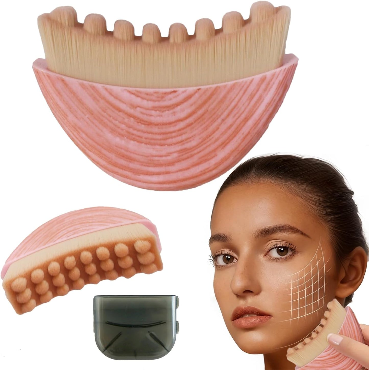 Skiennix Lymphatic Face Brush - 2-in-1 Manual Massager for Drainage & Cleansing | Soft Bristles for Contouring & Anti-Puffiness
