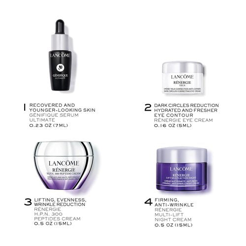 Lancôme Rénergie Skincare Trial Gift Set - Anti-Aging Routine with Genifique, Day/Night Cream & Eye Cream (1.6 Fl Oz)