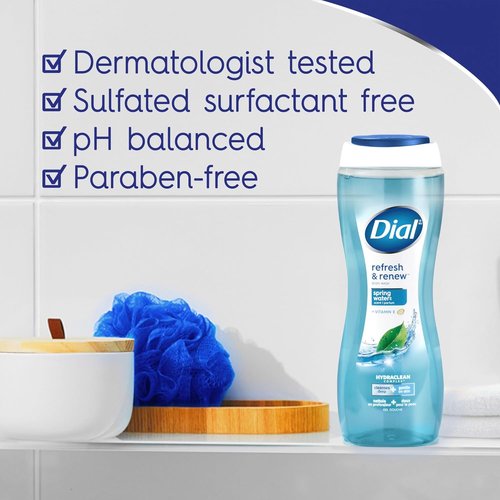 Dial Body Wash - Refresh & Renew Spring Water, 16 Fl Oz | Hydraclean Complex & Vitamin E, Gentle Formula
