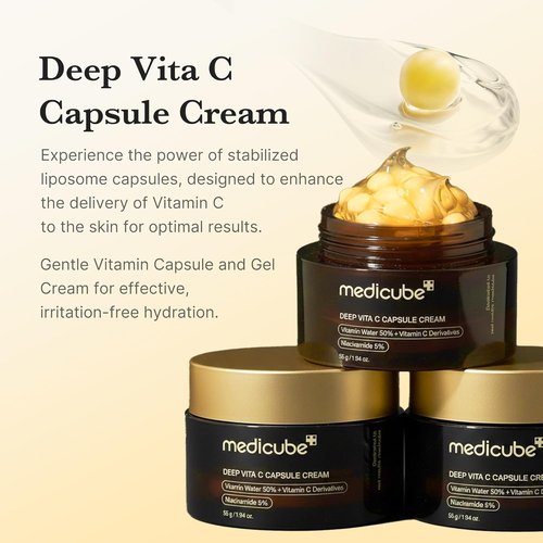 Medicube Capsule Cream - Deep Vitamin C Liposome for Radiance & Firm Skin | Hydrating Glow Gel, 1.94 oz