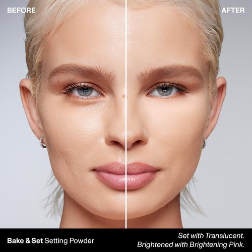 Morphe Jumbo Bake & Set Powder - Talc-Free Lightweight Finishing Powder for Natural Glow - Brightening Pink (0.62 oz)