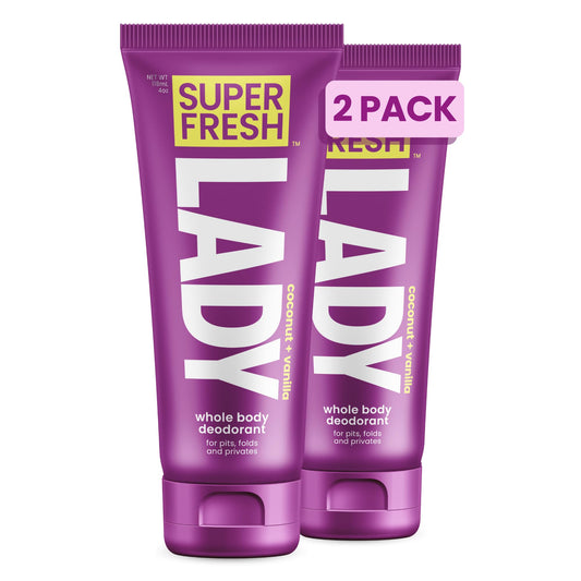 Lady Parts Whole Body Deodorant Lotion for Women - INVISIBLE CREAM for Privates & Full Body - Stop Odor & Stay Fresh - Aluminum Free Feminine Hygiene - Lightly Scented - 4oz (2PK)