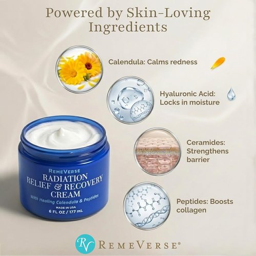 RemeVerse Radiation Cream - Unscented Hydrating Formula with Hyaluronic Acid & Peptides | 6 fl oz