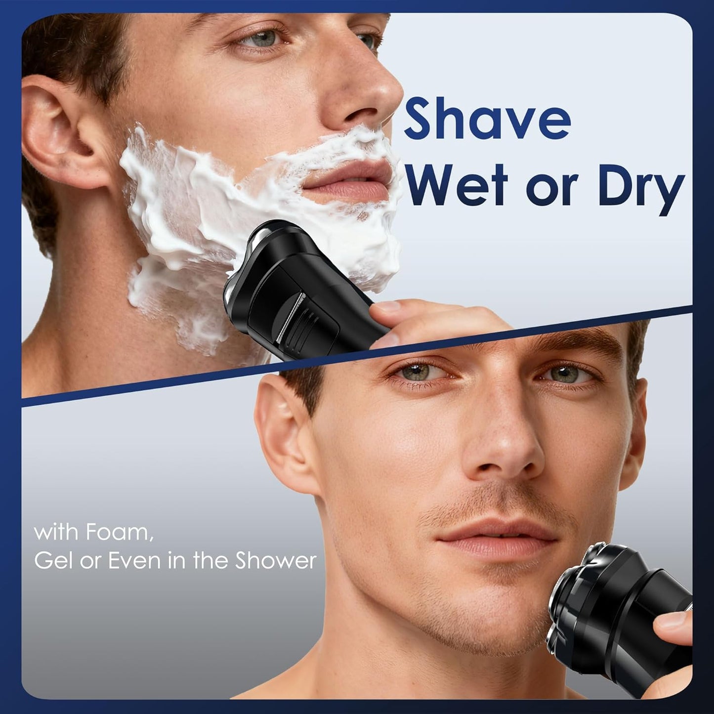 Skiennix Electric Rechargeable Shaver - IPX7 Waterproof Rotary Razor for Men | 4D Floating Head, Travel-Friendly, Black