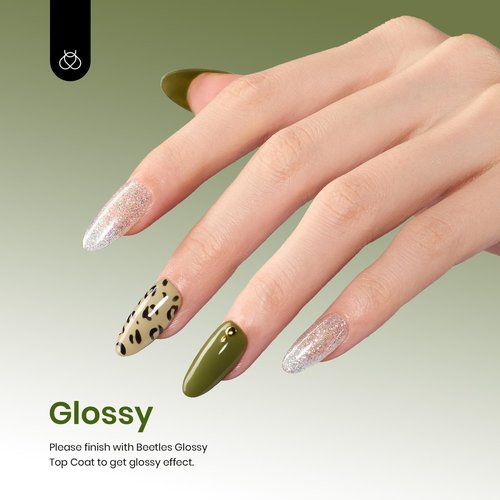 Beetles Olive Green Gel Nail Polish, 15ML Army Green Earth Tone Day Gel Nail Polish, Long Lasting Soak Off Manicure for DIY Spring Nails Art