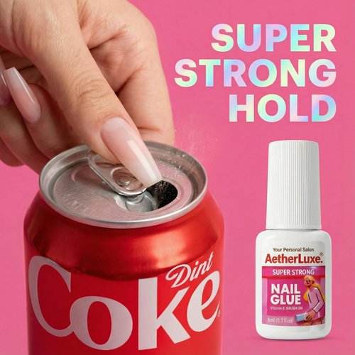 Super Strong Nail Glue for Press On Nails,New & Improved Formula with SGS Certification,5S Instant Dry,Up to 30 Days Hold,False Nail Glue,Brush Applicator,8ml,1 pcs