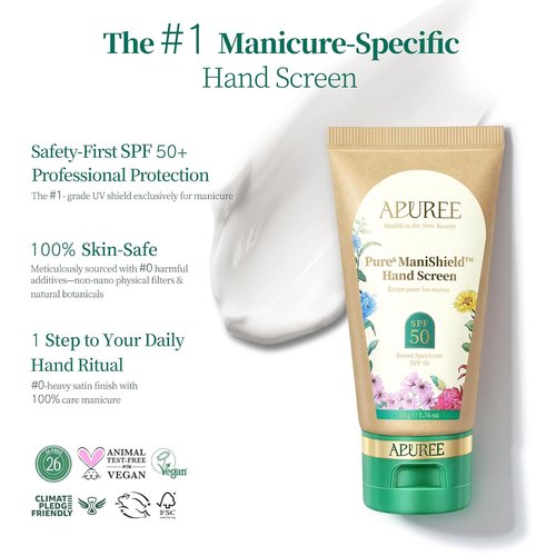 APUREE UV Nail Lamp - Hand Sunscreen SPF 50+/PA++++ | Fragrance-Free & Hypoallergenic | Vegan & Cruelty-Free