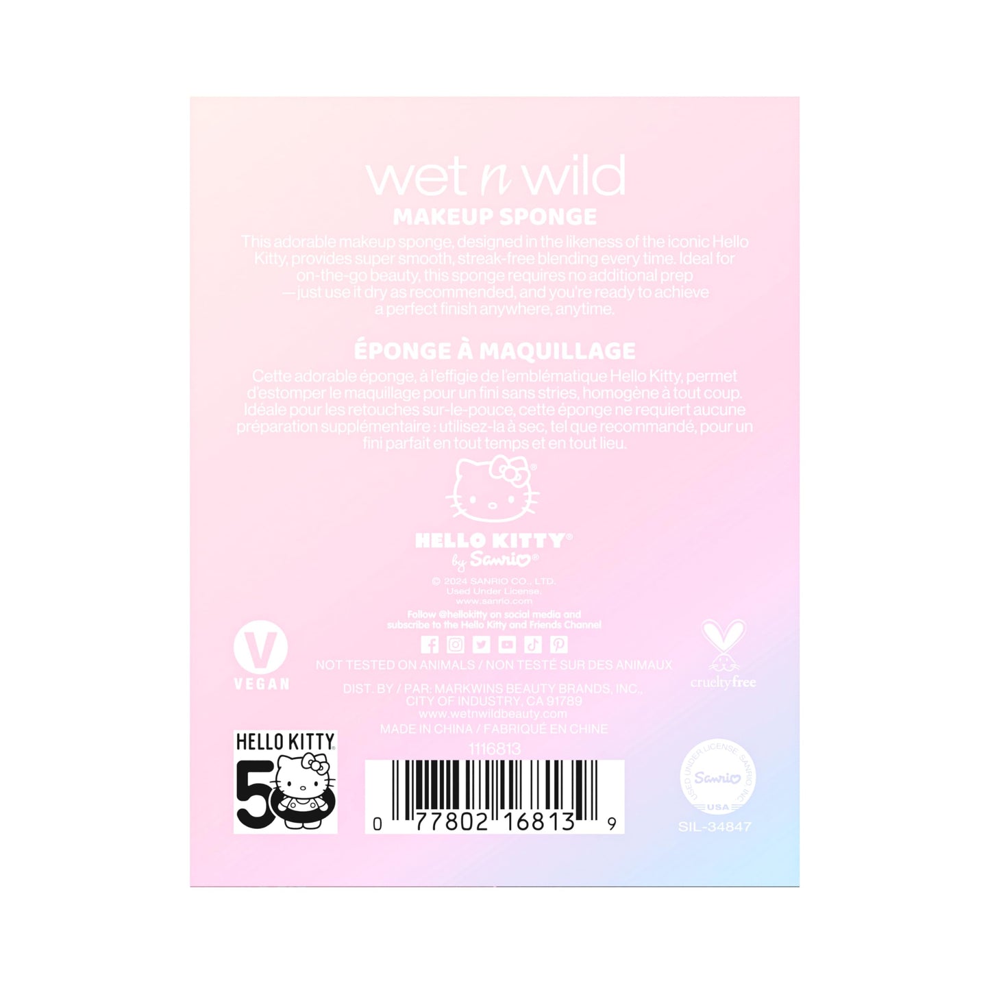 wet n wild Hello Kitty Makeup Sponge - 3D Design, Easy To Use Seamless Streak-Free Application, Cruelty-Free & Vegan