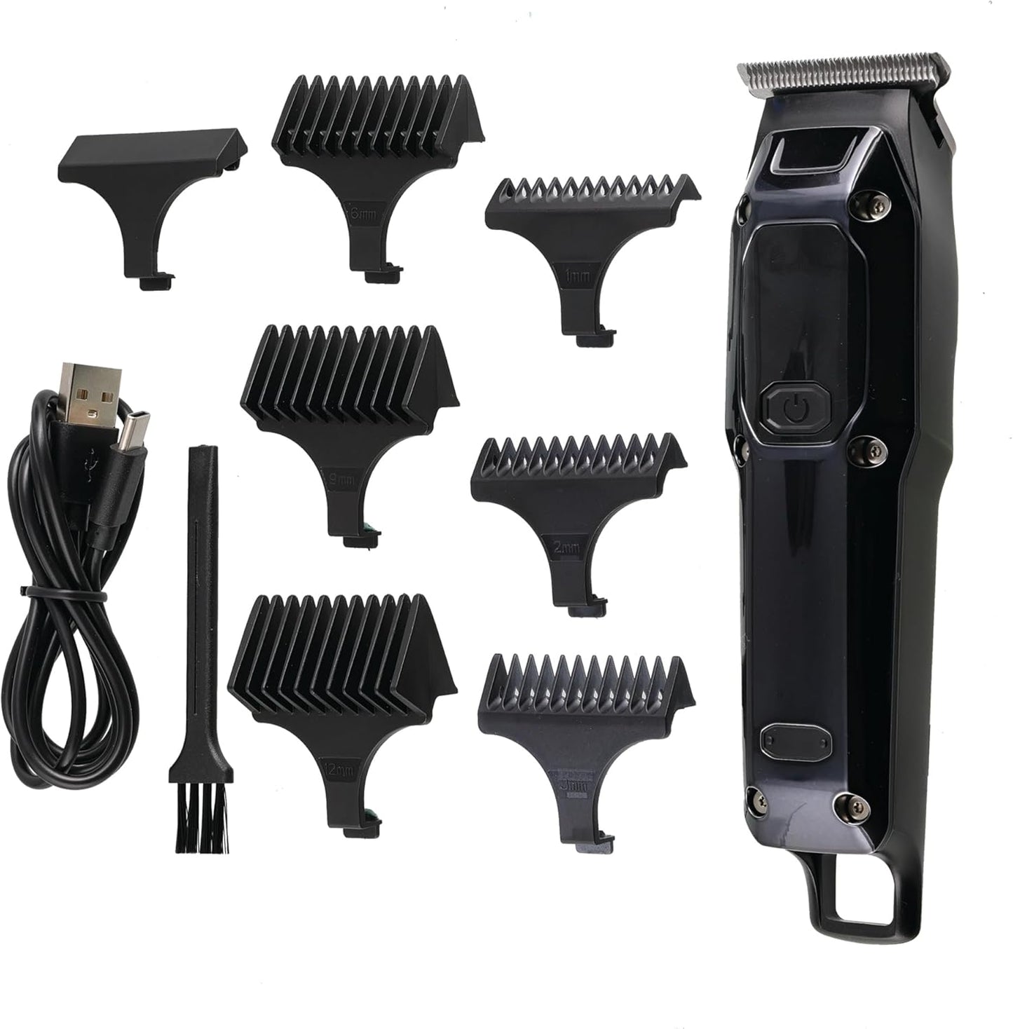 Barbasol T-Blade Trimmer - Rechargeable Dual Speed Hair & Beard Trimmer for Men with 6 Guide Combs, LED Display & Travel Bag