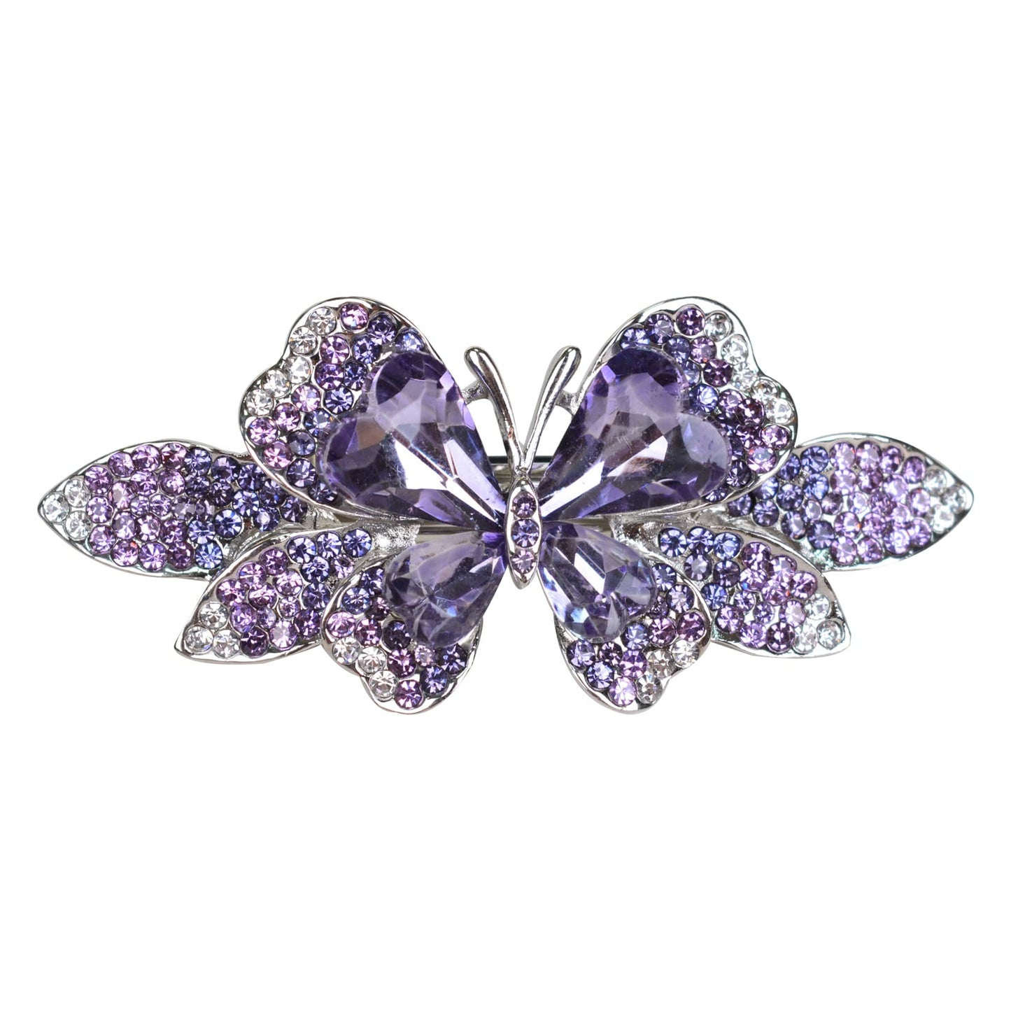 Sankuwen Crystal Rhinestones Hair Barrette French Hair for Women Small Hairpin for Mom Butterfly Hair Clips (Purple)