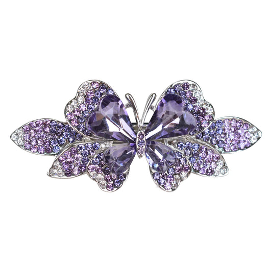 Sankuwen Crystal Rhinestones Hair Barrette French Hair for Women Small Hairpin for Mom Butterfly Hair Clips (Purple)