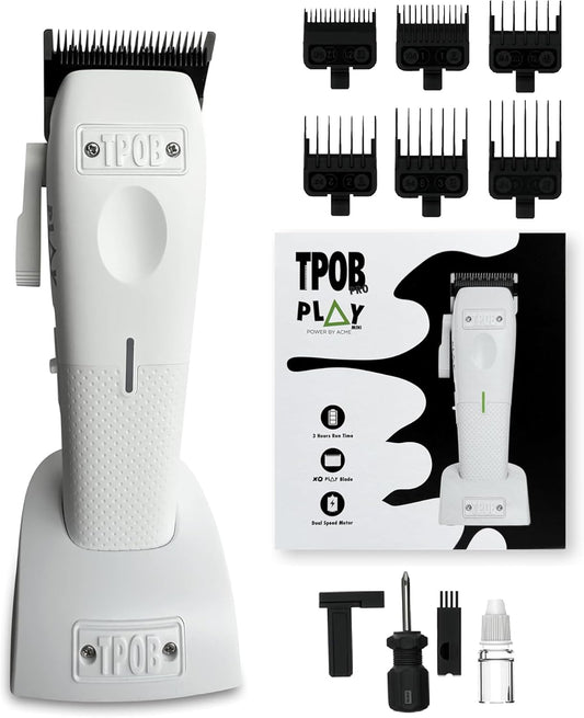 TPOB Mini Play Professional Hair Clippers - Compact Design for Precision Trimming | White