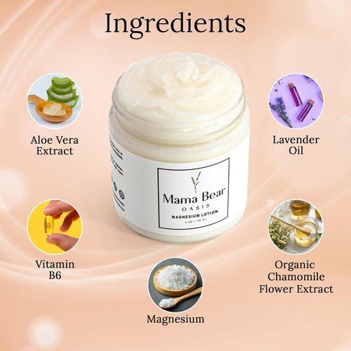Mama Bear Oasis Lotion - Lavender Magnesium Cream for Feet, Hands & Legs - Includes Arnica & Aloe Vera (1 Pack)