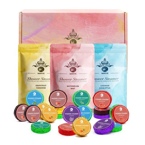 MR MIRYE Shower Steamers Aromatherapy, 24-Pack Shower Bombs Birthday Gifts for Women, Valentine's Day Gift with Eucalyptus Mint Lavender Watermelon Grapefruit Tangerine Essential Oils