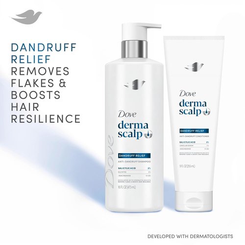 Dove Derma Scalp Dandruff Relief Shampoo - Salicylic Acid & Niacinamide for Flake Removal | 16 fl oz