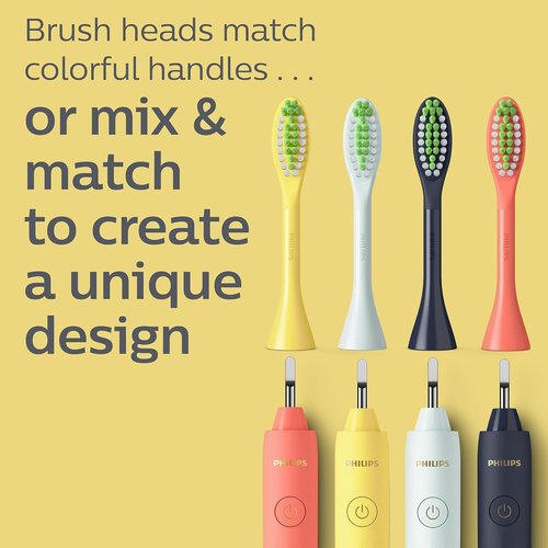 Philips One by Sonicare Electric Toothbrush Heads - 2 Pack Replacement Brush Heads, Mango Yellow
