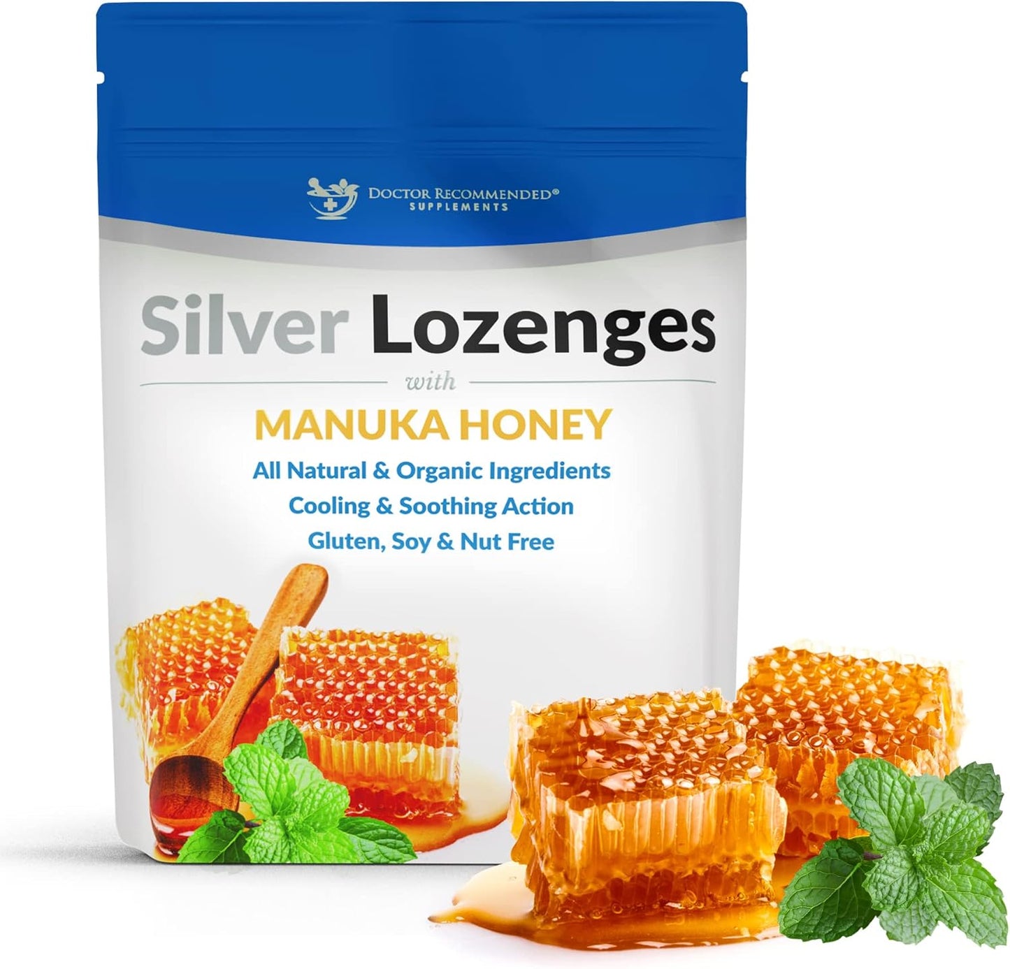 Silver Lozenges - Organic Manuka Honey & Vitamin C for Immune Support | 24 All-Natural Lozenges