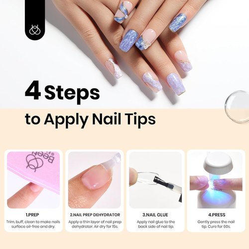 Beetles 9 In 1 Gel Nail Glue Nail Dehydrator Kit for Acrylic Nails Acid Free & Hema-Free Professional Dehydrator Prep for U V Gel Polish Long Lasting Led Lamp Required