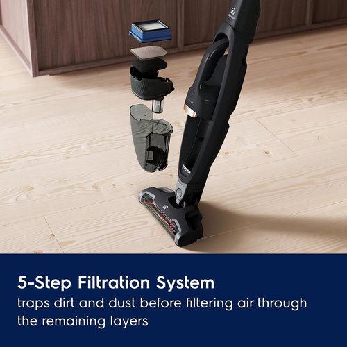 Electrolux WellQ7 Cordless 2-in-1 Vacuum - High Suction Power & 5-Step Filtration | 50-Minute Run Time, Granite Gray