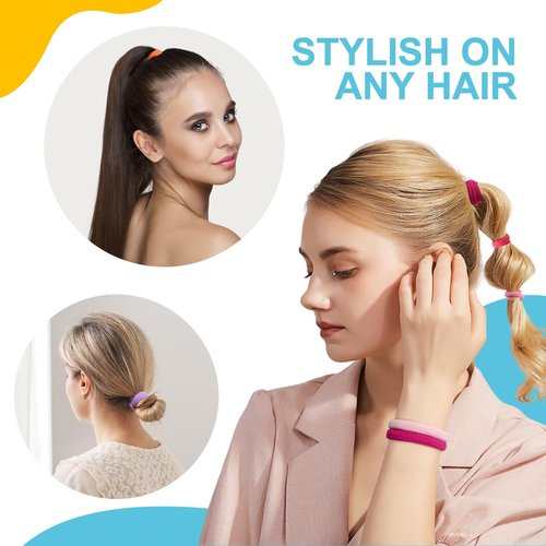 HOYOLS Seamless Hair Band Small Hair Ties Ponytail Holder No Crease Damage 4cm (10 Multi Color Set)