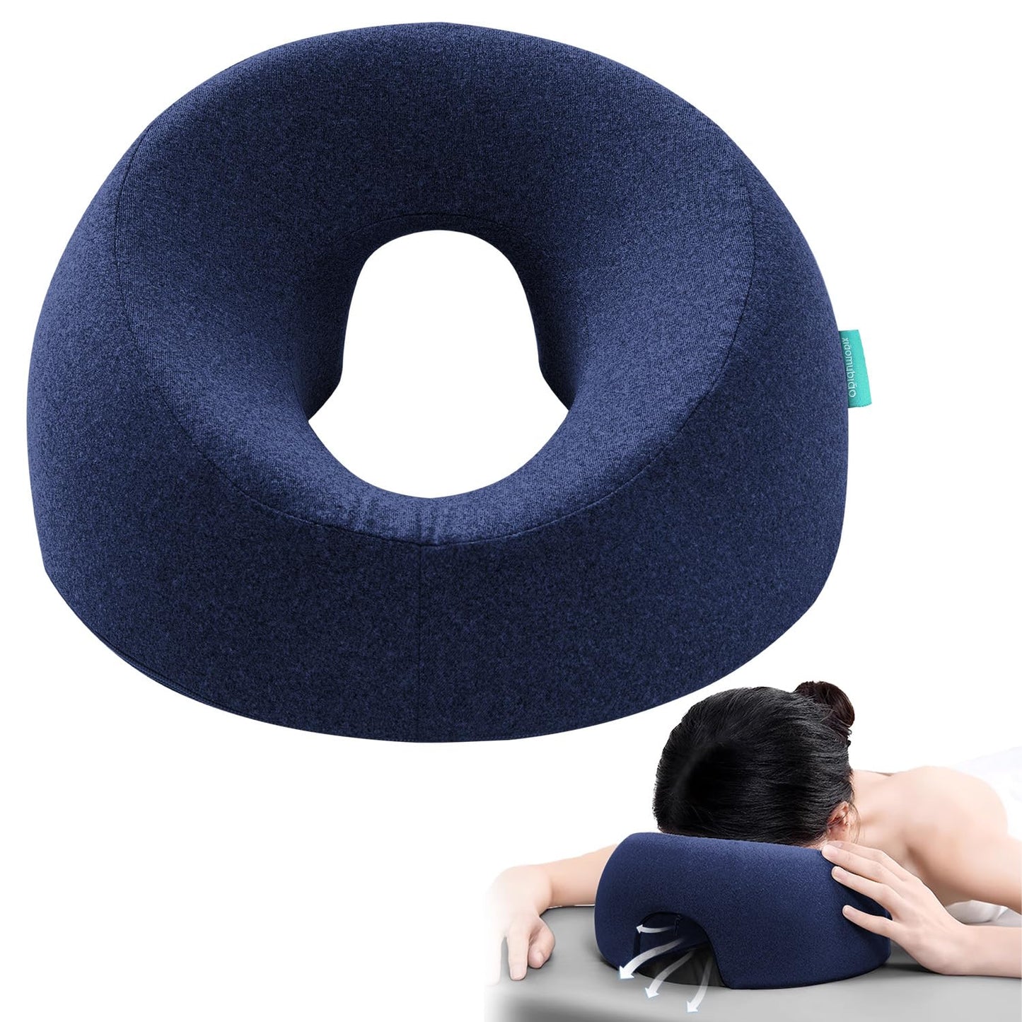 Xiaomubiao Face Down Pillow - Comfortable Massage Headrest for Stomach Sleeping | Navy Blue Cover