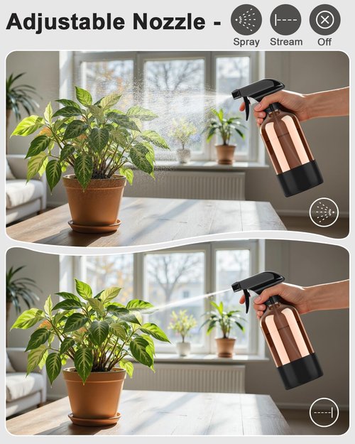 Bontip Amber Glass Spray Bottle - 16 oz Refillable with Silicone Sleeve for Cleaning & Aromatherapy (Black)
