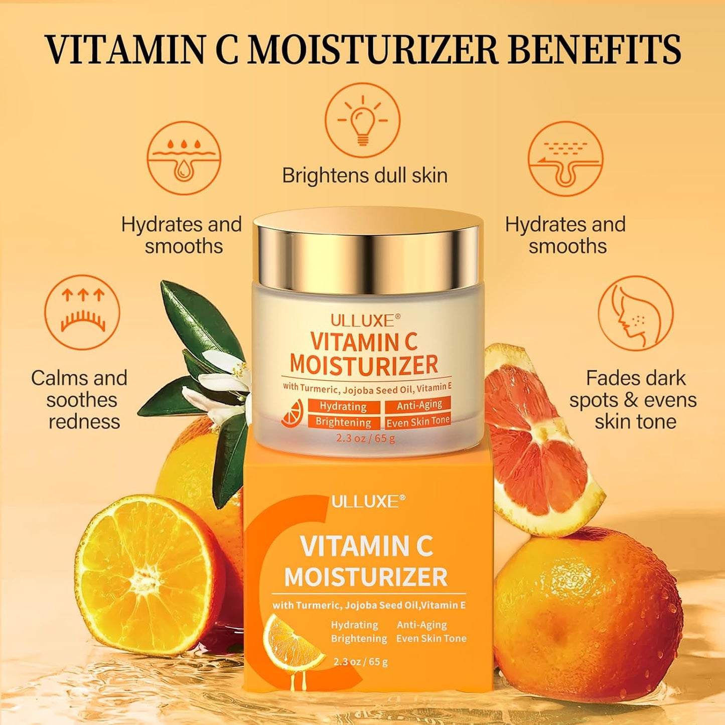 Skiennix Vitamin C Face Moisturizer - Brightening Anti-Aging Cream with Turmeric & Niacinamide, 2.3 Oz