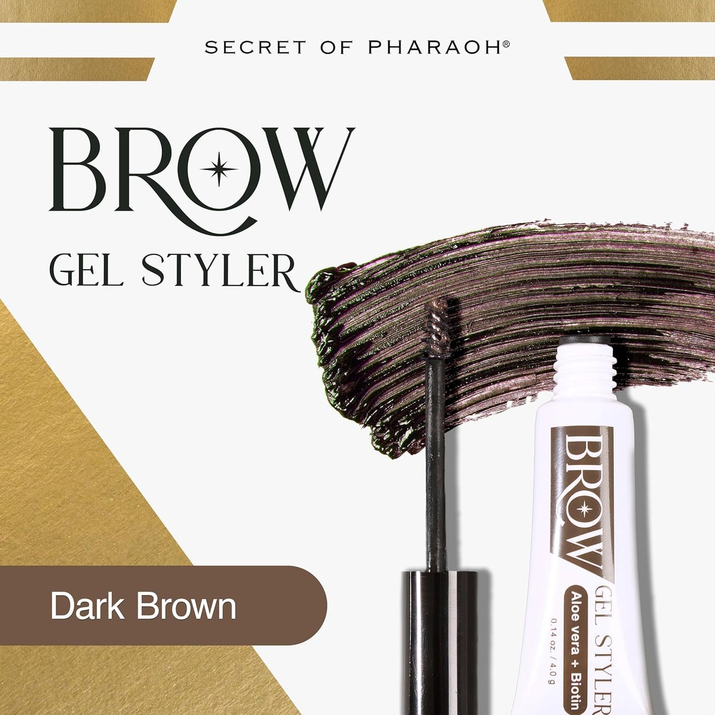 Secret of Pharaoh Brow Gel Styler - Dark Brown Water-Resistant Eyebrow Gel for Natural Lift-Up Definition