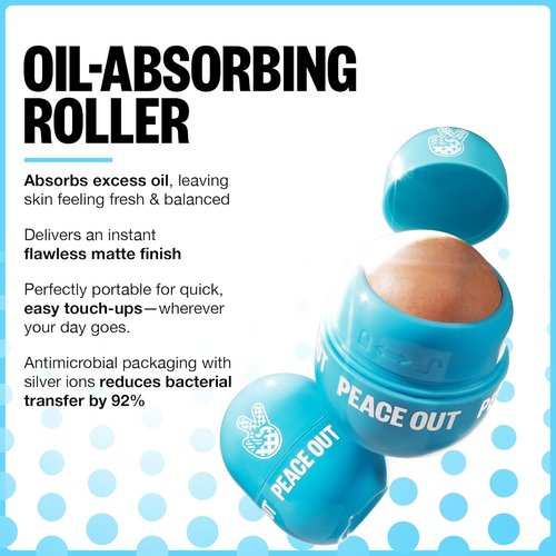 Peace Out Oil Control Roller - Instant Oil Remover with Halloysite Clay for Oily Skin | 1 Count