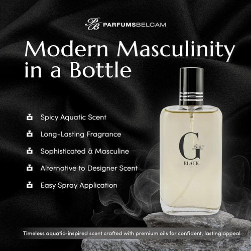 PB ParfumsBelcam Black Eau De Toilette Spray for Men - 100 mL Long-Lasting Fresh Aquatic & Spicy Scent