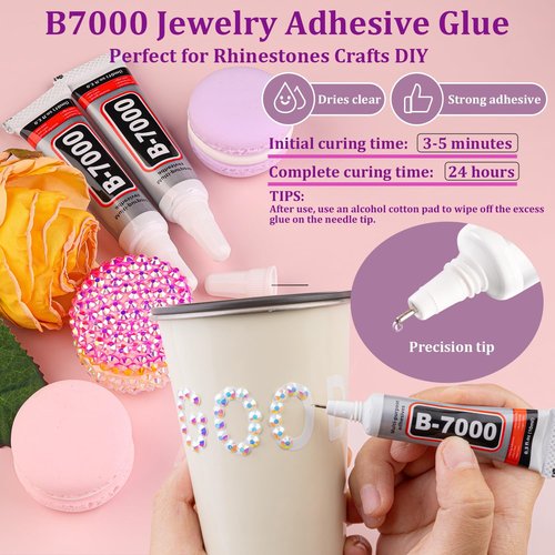 16000Pcs Resin Jelly Rhinestones for Crafting, White AB Non Hotfix Flatback Gems, Bedazzling Crystal with 3Pcs 10ml B7000 Jewelry Glue for DIY Crafts Clothing Tumblers Shoes Fabric Nail Art