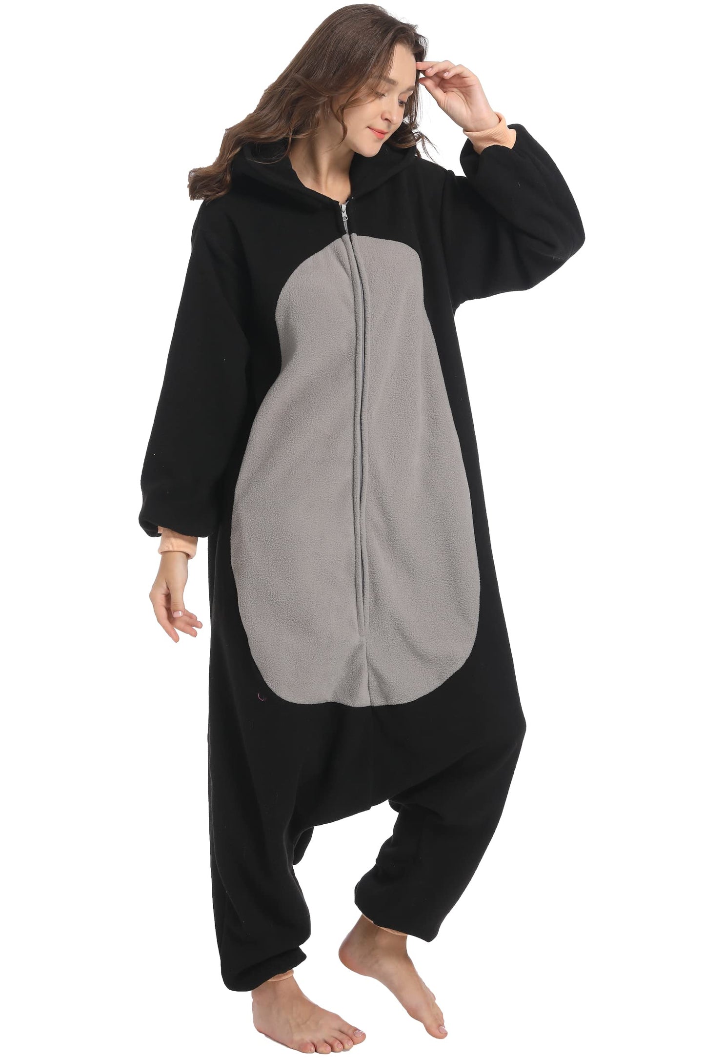 DarkCom Adult Cosplay Tapir Onesie Christmas Pajamas Animal Homewear Polar Fleece Sleepwear for Women Men Medium