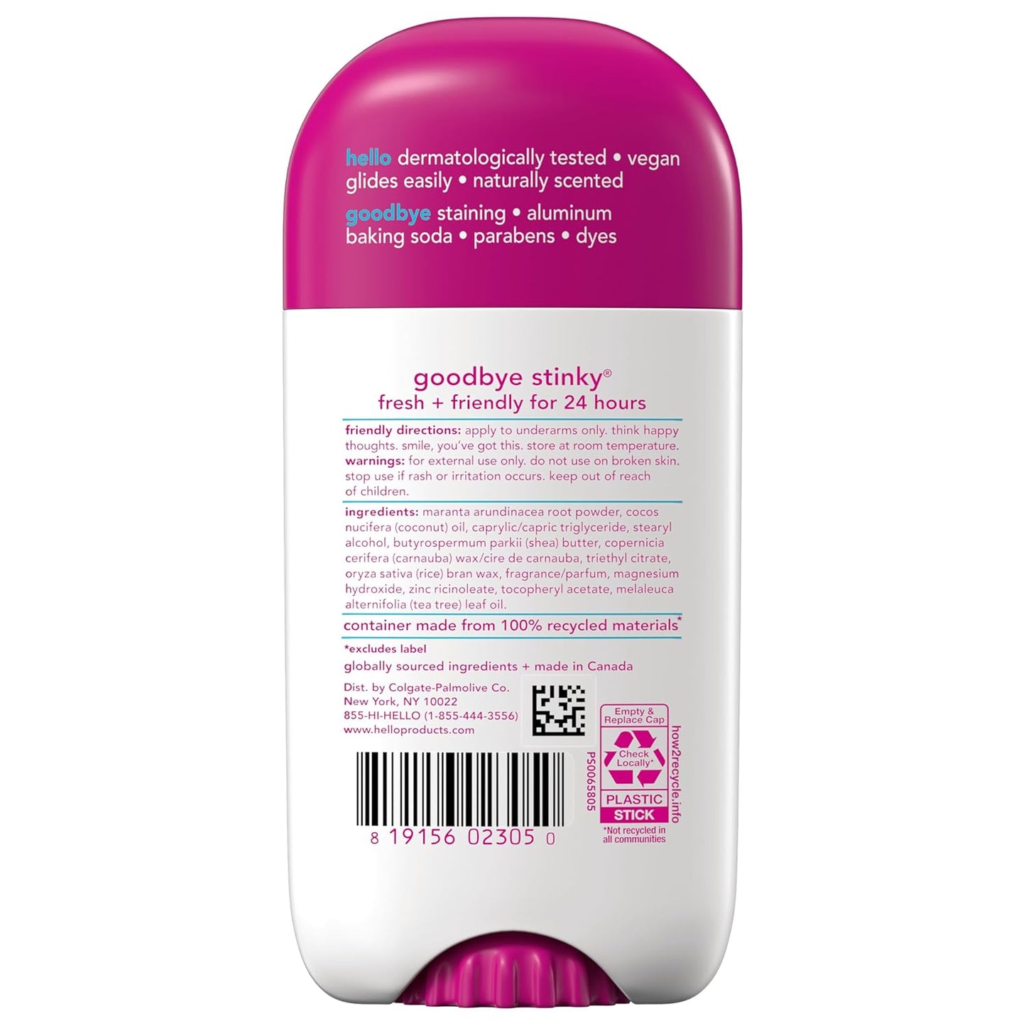 Hello Unicorn Aluminum-Free Deodorant - 24-Hour Freshness with Shea Butter | Baking Soda Free, 2.6 oz Stick