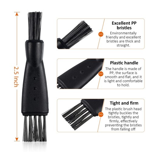 Patelai Electric Shaver Cleaning Brush Set - 8 Double-Sided Nylon Bristle Brushes for Razors & Trimmers | Black
