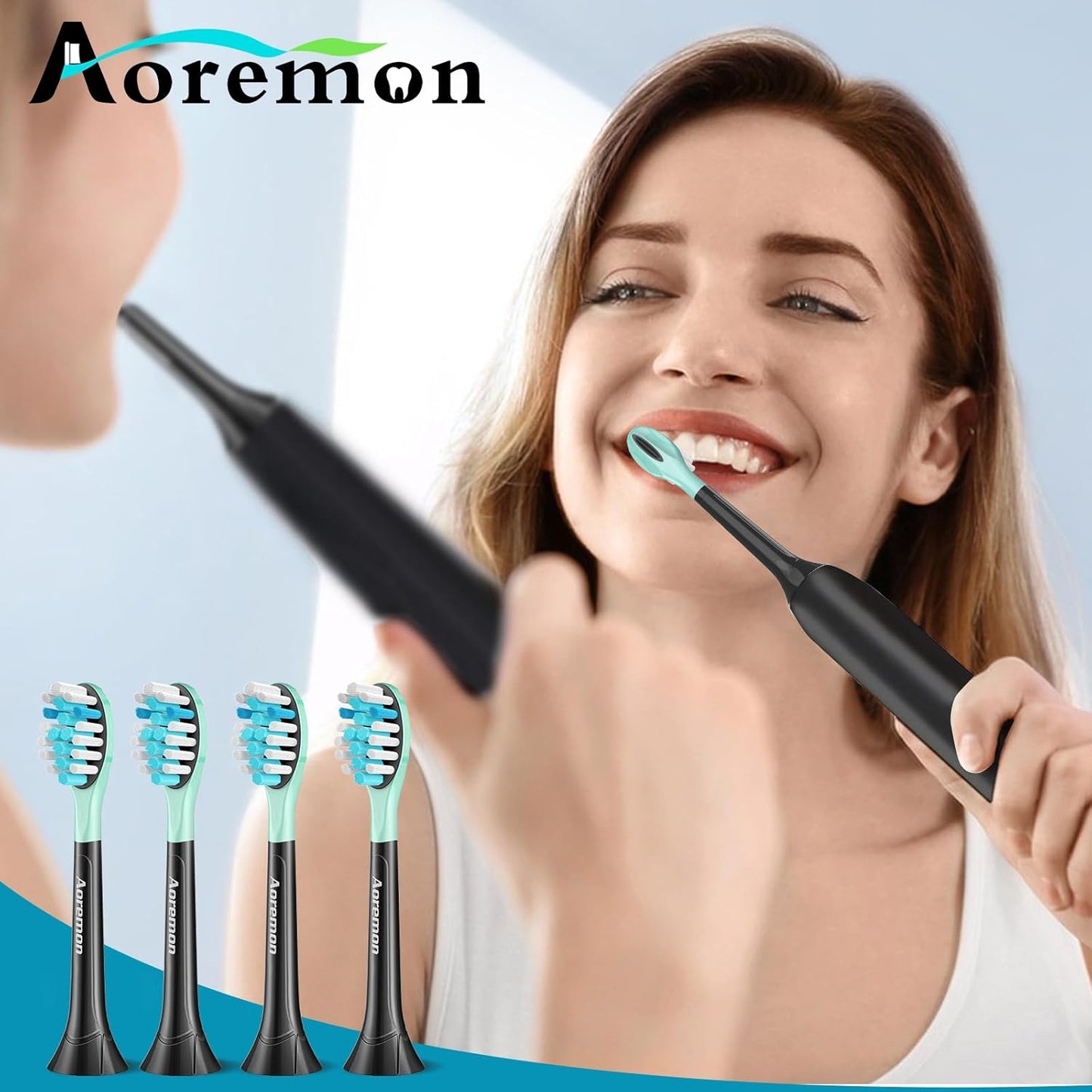 Aoremon Sonicare Toothbrush Replacement Heads - Compatible with Philips Sonicare 2-3 Series | 4 Count, Black