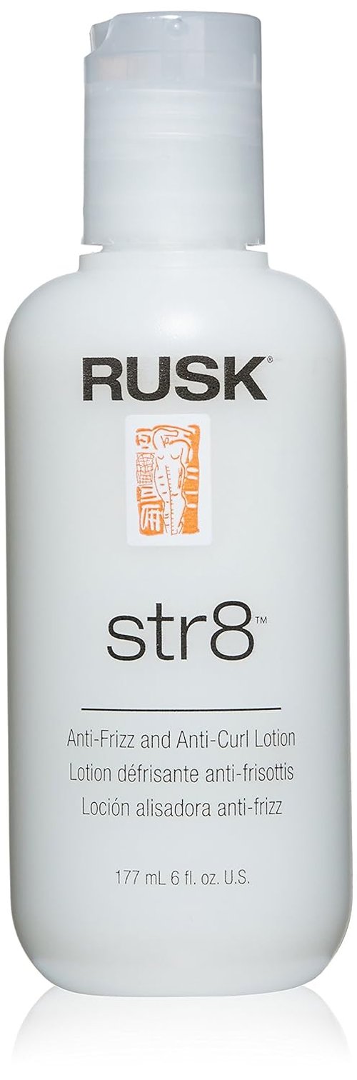 RUSK Str8 Anti-Frizz & Anti-Curl Lotion - Light & Greaseless Formula, 6 oz White