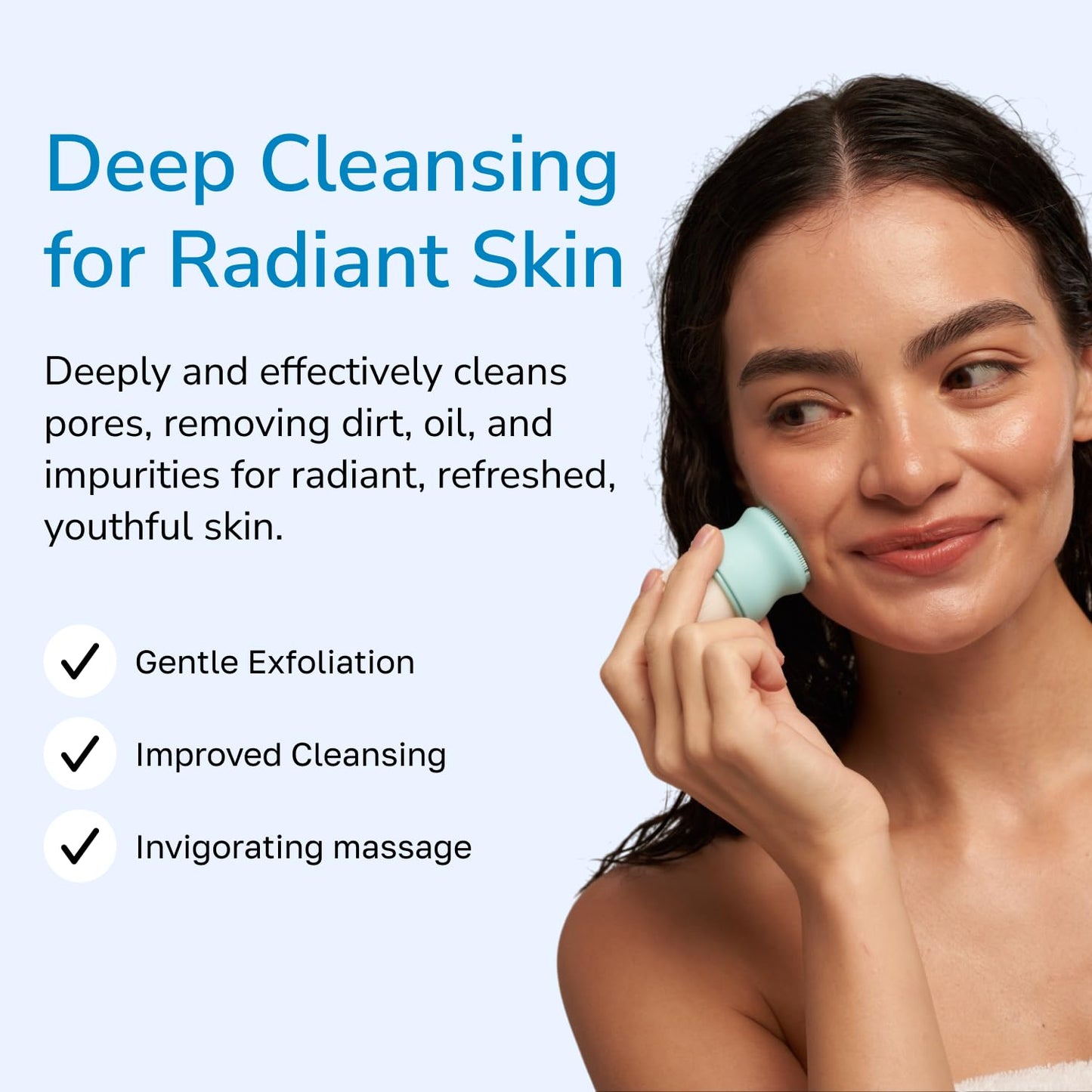 SILKLE Silicone Face Scrubber - Versatile Skincare Essential for Gentle Facial Cleansing, Exfoliation and Scrub - Exfoliating Face Wash and Cleanser Brush for Your Skin - 2 Pack - Blue