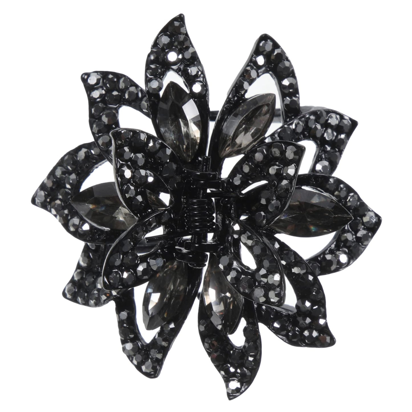 BIUDECO Rhinestone Hair Accessories: Ponytail Hairpiece, Jeweled Hair Claw Clips, Metal Floral Jaw Clips for Women