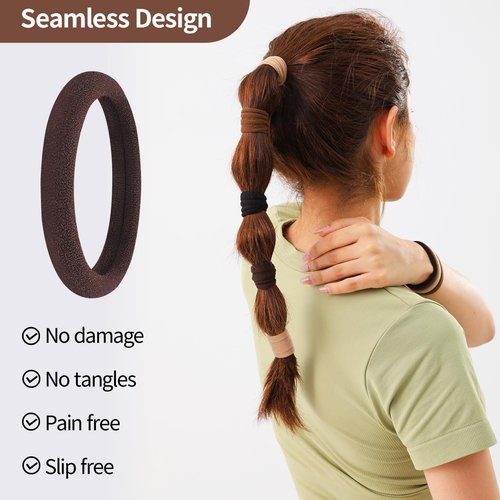 150 Pcs Seamless Elastic Hair Ties No Damage for Thick & Thin Hair, Ponytail Holders, Elastics, Soft Pony Tails Bands for Women, 4 Neutral Colors