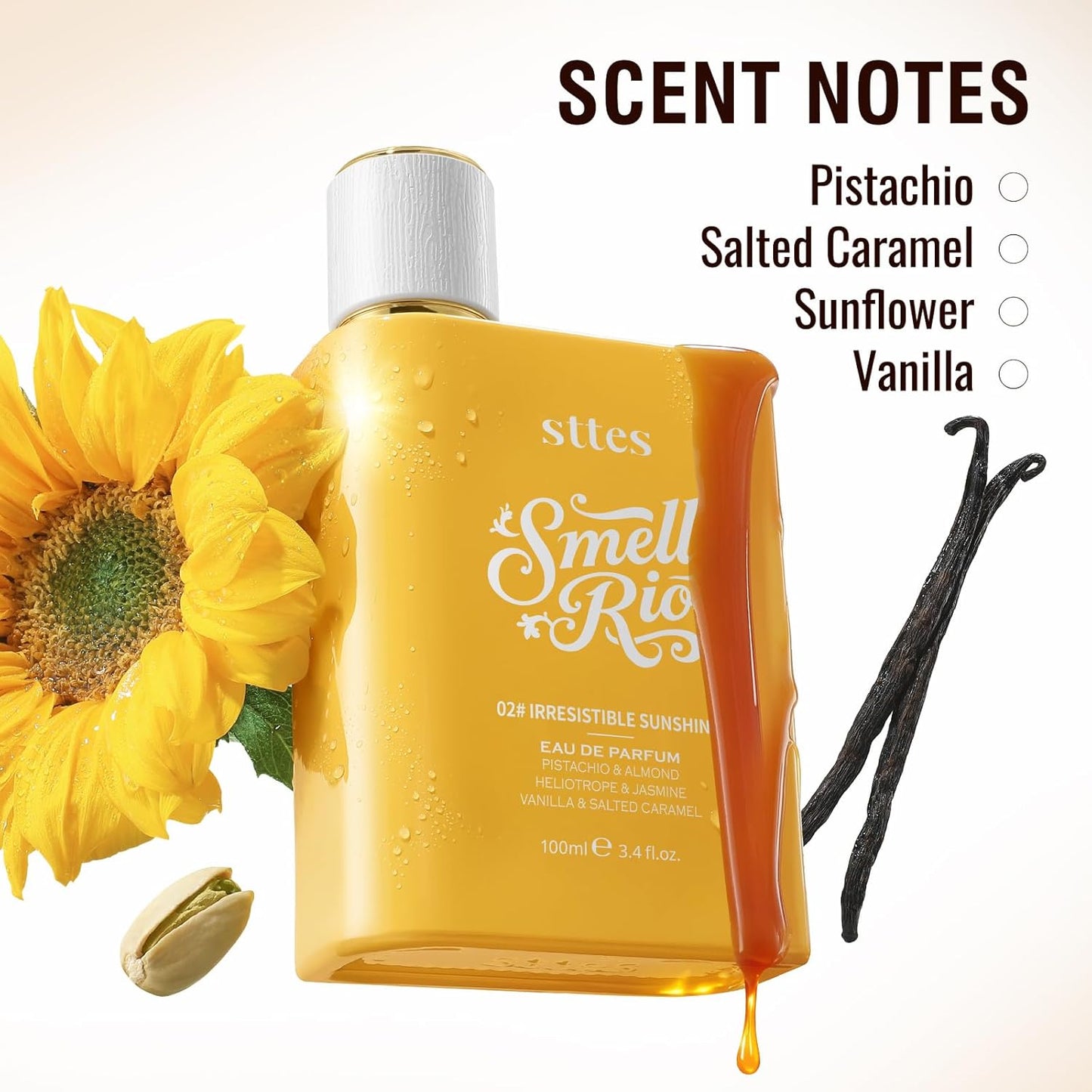 Sttes Perfume Irresistible Sunshine Eau de Parfum - Sweet Pistachio, Vanilla & Salted Caramel, 100ml (3.4fl oz)