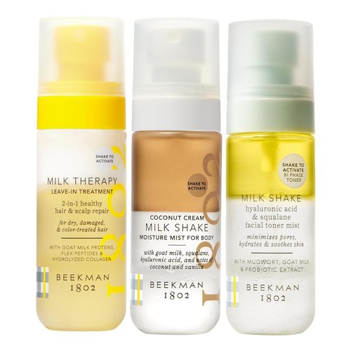 Beekman 1802 Head-To-Toe Milk Shake Bundle - Hydrating Face Mist, Body Oil & Leave-In Treatment