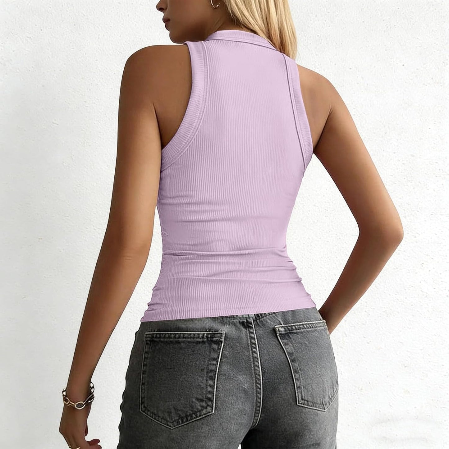 Skiennix Women's Ribbed Tank Top - Sleeveless Crewneck Slim Fit Tee for Summer Casual Wear