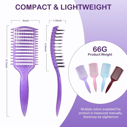 Curly Hair Brush & Curl Defining Brush – Easily Detangles Knots with Less Pulling – Styles Wet or Dry Hair, Tames Frizz for All Curl Types (Claret)