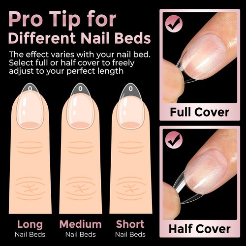 Short Almond Nail Tips, 240pcs Soft Nail Gel Tips Pre-Shaped Acrylic Fake Nails, Half Matte Full Cover Clear Gelly Press on Flase Nail Tips for Extension Nail Manicure Home DIY 12 Sizes Gelly Tips