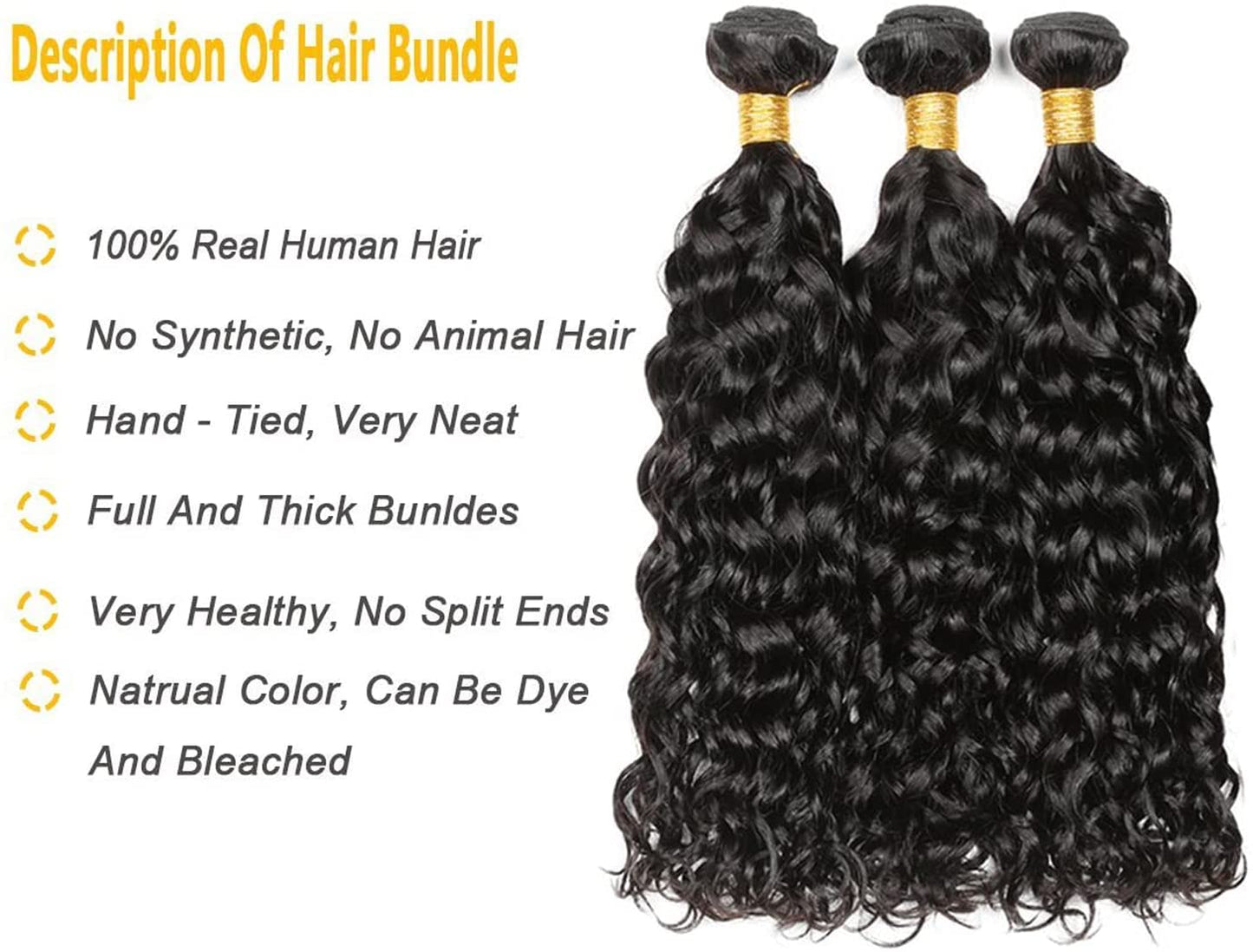 HeioWuio Water Wave Hair Bundles Natural Black Color Brazilian Remy Hair Weaves No Tangle Hair Extensions Real Unprocessed Virgin Hair Bundle 28 28 28 Inch